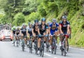 The Peloton on Col du Tourmalet - Tour de France 2014 Royalty Free Stock Photo