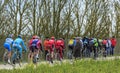 The Peloton on a Dirty Road - Paris-Nice 2016