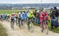 The Peloton on a Dirty Road - Paris-Nice 2016