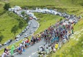 The Peloton in Mountains Royalty Free Stock Photo