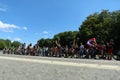 The peloton passes through the town of Yutz on stage 4 of the 2017 Tour de France