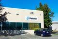 Peloton sign and logo. Peloton Technology is an American automated and connected vehicle technology company