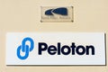 Peloton sign and logo. Peloton Technology is an American automated and connected vehicle technology company