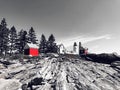 A view from the rocks of Pemaquid Point Lighthouse Royalty Free Stock Photo