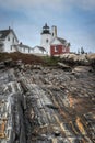 Pemaquid Point Lighthouse Rocks and Light Royalty Free Stock Photo
