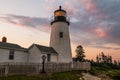 Pemaquid Point Lighthouse at sunset during a calm summer evening in Bristol, Maine Royalty Free Stock Photo