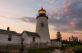 Pemaquid Point Lighthouse at sunset during a calm summer evening in Bristol, Maine Royalty Free Stock Photo