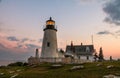 Pemaquid Point Lighthouse at sunset during a calm summer evening in Bristol, Maine Royalty Free Stock Photo