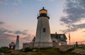 Pemaquid Point Lighthouse at sunset during a calm summer evening in Bristol, Maine Royalty Free Stock Photo