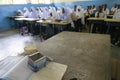 PEMBA ISLAND, ZANZIBAR, TANZANIA - JANUARY 2020: School girls and School Boys in the Ordinary class room With a Teachers Royalty Free Stock Photo