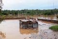 Pemba, Mozambique - 29 April 2019 : Damaged and flooded houses after Cyclone Kenneth