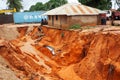 Pemba, Mozambique - 29 April 2019 : Damaged and flooded houses after Cyclone Kenneth