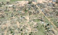 Pemba, Mozambique - 1 May 2019 : Aerial view of devastated fishing village after Cyclone Kenneth in northern Mozambique