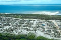 Pemba, Mozambique - 1 May 2019 : Aerial view of devastated fishing village after Cyclone Kenneth in northern Mozambique