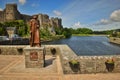 Pembroke Castle with Henry VII Statue Royalty Free Stock Photo