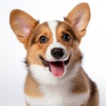 Pembroke Welsh Corgi puppy looks at the camera, isolated on a white background Royalty Free Stock Photo