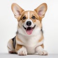 Pembroke Welsh Corgi puppy looks at the camera, isolated on a white background Royalty Free Stock Photo