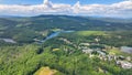 Pemigewasset River aerial view, Plymouth, NH, USA