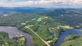 Pemigewasset River aerial view, Plymouth, NH, USA