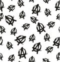 Pen Anarchy Symbol Seamless Pattern & Background Freehand Set 02