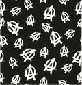 Pen Anarchy Symbol Seamless Pattern & Background Freehand Set 01