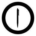 Pen ballpoint icon in circle round black color vector illustration image solid outline style Royalty Free Stock Photo