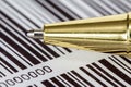 Pen on barcode background Royalty Free Stock Photo
