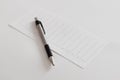 Pen and Blank Paper Checklist Royalty Free Stock Photo