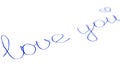 Pen blue lettering on paper love you. Royalty Free Stock Photo