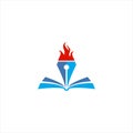 Pen, book, fire vector logo design. education of logo illustrations