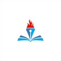 Pen, book, fire vector logo design. education of logo illustrations Royalty Free Stock Photo