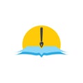 Pen book and sun symbol logo vector Royalty Free Stock Photo