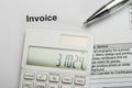 Pen With Calculator And Invoice Royalty Free Stock Photo