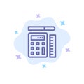 Pen, Calculator, Scale, Education Blue Icon on Abstract Cloud Background Royalty Free Stock Photo