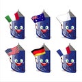 Pen cartoon character bring the flags of various countries Royalty Free Stock Photo