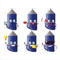 Pen cartoon character with various types of business emoticons Royalty Free Stock Photo