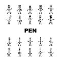 pen character pencil school icons set vector Royalty Free Stock Photo