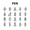 pen character pencil school icons set vector Royalty Free Stock Photo