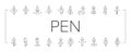 pen character pencil school icons set vector Royalty Free Stock Photo