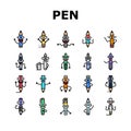 pen character pencil school icons set vector Royalty Free Stock Photo