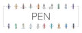 pen character pencil school icons set vector Royalty Free Stock Photo