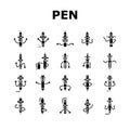 pen character pencil school icons set vector Royalty Free Stock Photo