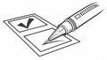 Pen and checkmark icon, task completion and approval symbol vector design Generative AI Royalty Free Stock Photo