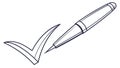 Pen with Checkmark, Task Completion, and Agreement Symbol Vector, vector design Generative AI Royalty Free Stock Photo