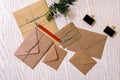 Pen on closed brown envelopes Royalty Free Stock Photo
