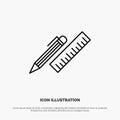 Pen, Desk, Organizer, Pencil, Ruler, Supplies Line Icon Vector Royalty Free Stock Photo