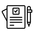 Pen document icon outline vector. Signature agreement Royalty Free Stock Photo