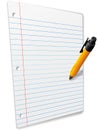 Pen drawing on 3D Perspective Ruled Notebook Paper Royalty Free Stock Photo