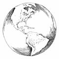 Pen Drawing Globe Earth