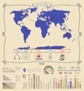 Pen Drawing Warld Map. Infographics